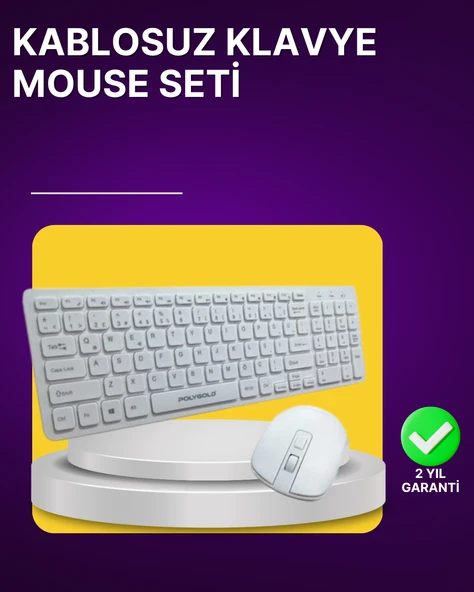 Kablosuz Klavye ve Mouse Seti  Ergonomik Tasarım, Sessiz Kullanım, Geniş Uyumluluk