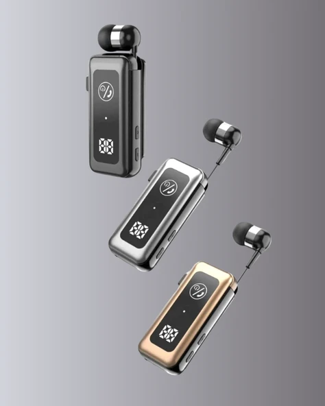 Dijital Ekranlı ve Hızlı Şarjlı Bluetooth 5.2 Makaralı Kulaklık - Resim 2