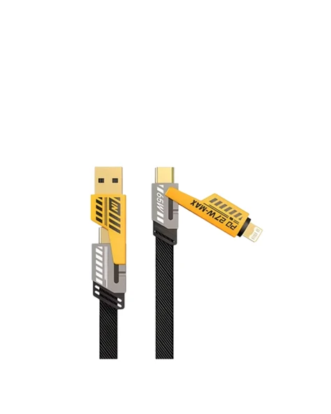 Dönüştürülebilir 4 Başlıklı Hızlı Şarj Kablosu – 1.2m, 65W, Dayanıklı ve Esnek Tasarım - 2