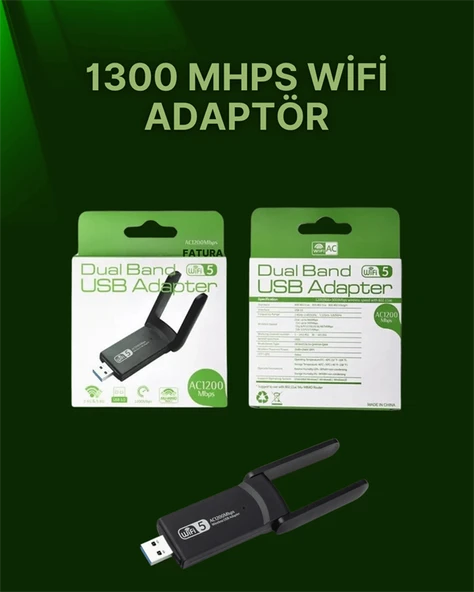 USB 3.0 Wireless Adaptör – 2.4GHz & 5GHz Destekli - 2