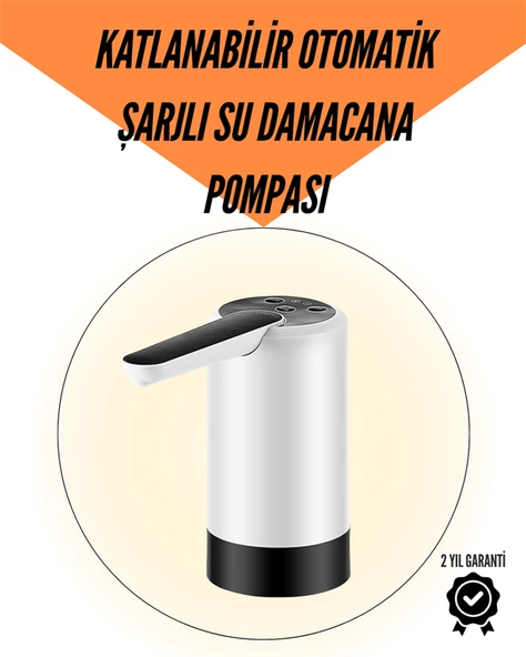 Şarjlı Su Pompası 8000mAh | Cam Damacana Uyumlu | Tek Tuşla Kontrol | USB Şarjlı Dolum