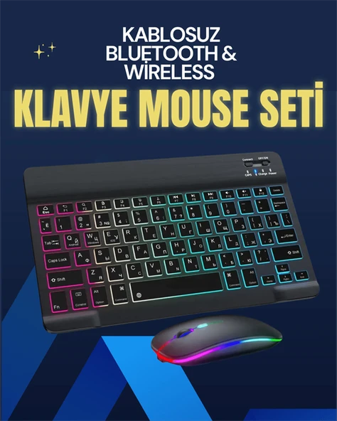 Şık ve Sessiz Tasarımlı Işıklı Klavye Mouse Seti – Şarjlı, Wireless - 2