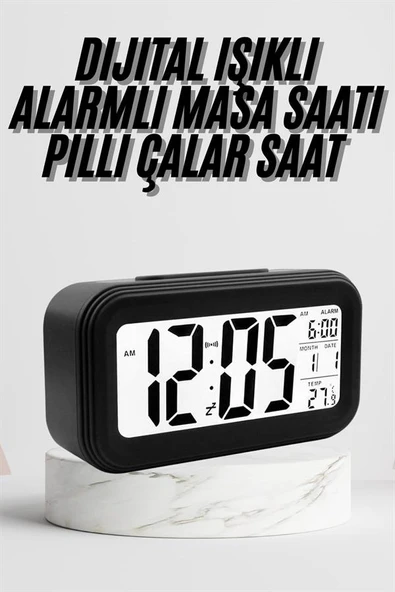 Dijital Masa Saati Termometre Takvim Led Ekran Pilli Ev Ofis Masası - 2