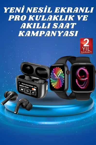 Ekranlı Yeni Nesil Pro Kulaklık ve Akıllı Saat Kampanyası Kulak İçi Mikrofonlu - 2
