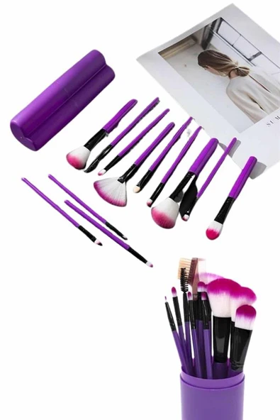 12 Parça Profesyonel Makyaj Fırçası Far Fırçası Allık Fırçası Yumuşak Kıllı - 3