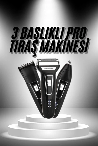 3'lü Set Saç Sakal Kesme Traş Makinesi Burun Kılı Alma Tıraş Makinesi - Resim 2