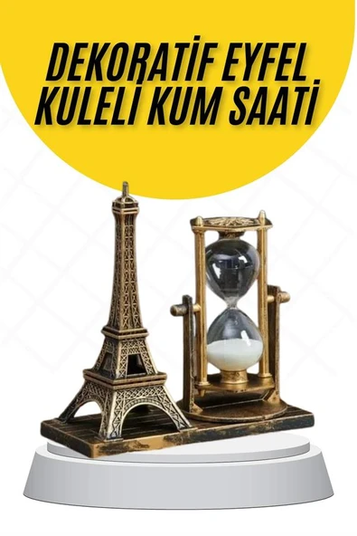 Dekoratif Eyfel Kulesi ve Kum Saati Vintage Tarzı Masa Süsü Biblo - 2