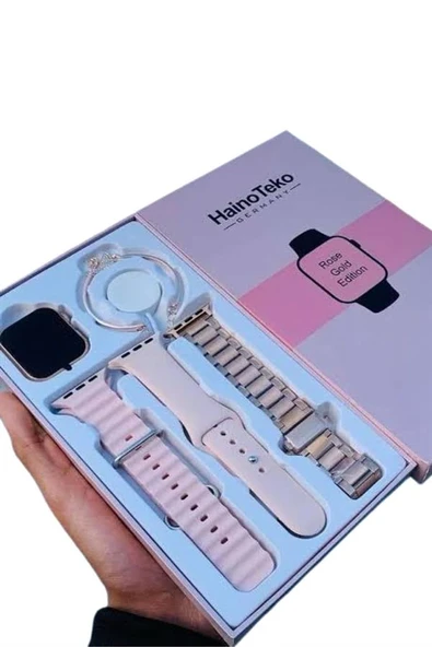 Akıllı Saat 3 Kordonlu Ve Aksesuarlı Bayanlar Için Şık Rose renk - 3