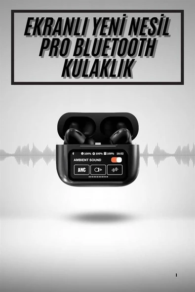 Yeni Nesil ANC Özellikli Çağrı Cevaplayan Dokunmatik Ekranlı Bluetooth Kulaklık Siyah - 2