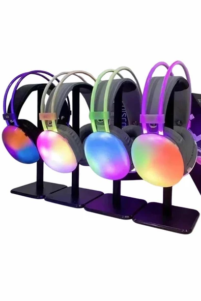 Yeni Nesil Kulak Üstü Kablosuz Uzun Ömürlü RGB Işıklı Bluetooth Kulaklık - Resim 3
