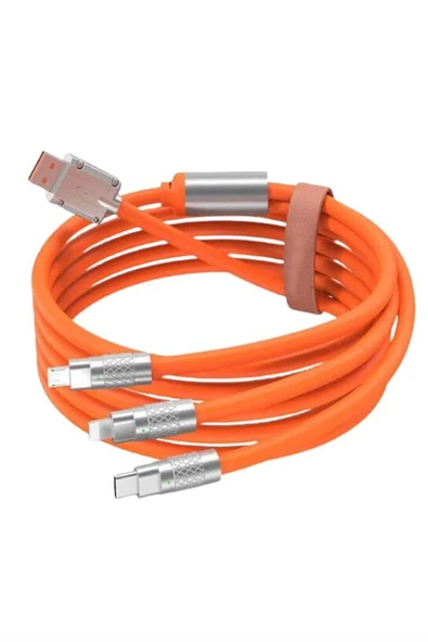 Çoklu Şarj Kablosu USB TypeC İOS Uyumlu 120W Hızlı Şarj Kablosu - 3