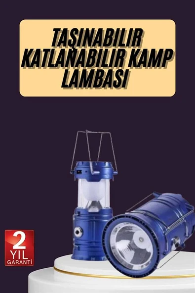 Kamp Feneri Şarj Edilebilir Güneş Enerjili Işıldak USB Şarjlı - 2