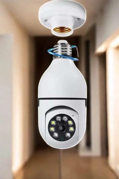 Wifi Kamera Duylu Ampul Görünümlü 360 Derece Dönebilen Ev Kamerası - 3