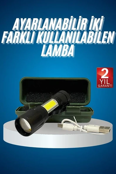 Led Lamba El Feneri Küçük Taşınabilir USB Şarjlı Acil Durum Lambası - 2