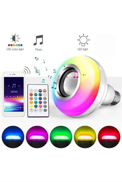 Bluetooth Hoparlör Akıllı Rgb Led Işık Renk Değiştirme Ses Bombası Ampül Görünümlü ürün görseli