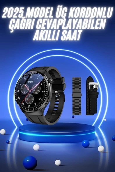 Akıllı Saat Yeni Nesil Üç Kordonlu Nabız Ölçer Çağrı Cevaplama - 2