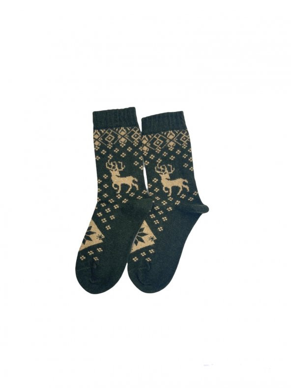 Geyikli Pastel Renkli Yün Soket Çorap 36-41 Numara AS-0031 - 5