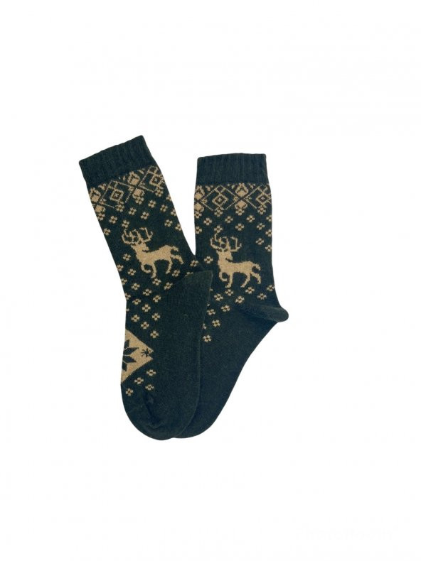 Geyikli Pastel Renkli Yün Soket Çorap 36-41 Numara AS-0031 - 6