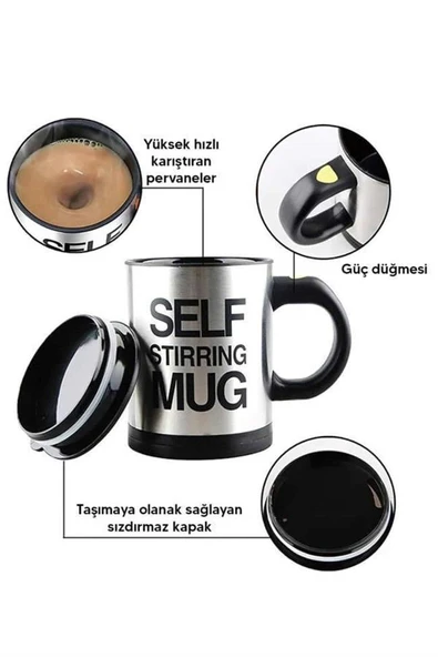 Karıştırıcı Özellikli Mikser Kupa Bardak Kompakt Taşınabilir Mug - 3