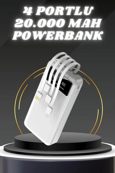 Powerbank Şarj Cihazı 4 Çıkışlı 20.000 MAH Powerbank Kompakt Yüksek Kapasiteli Hızlı Şarj - 2