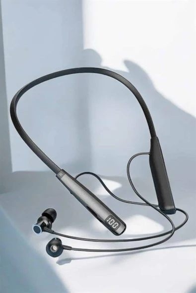 Dijital Göstergeli Kulak İçi Kablosuz Bluetooth Kulaklık Boyun Bantlı - 3