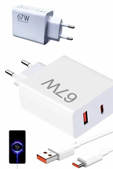 Hızlı Şarj Ai Adaptörü Kablo Seti 67W Uzun Ömürlü Beyaz