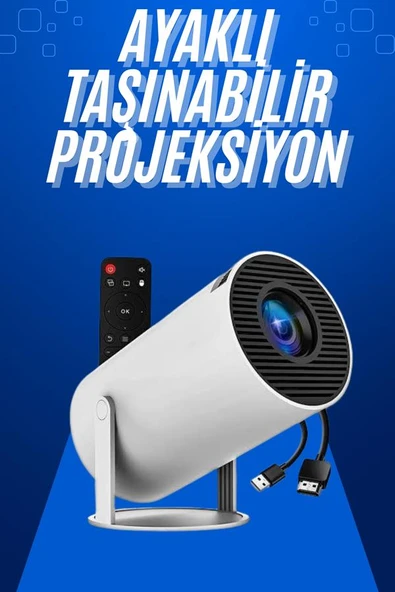 Taşınabilir Projeksiyon Ayaklı Projektör Android Uyumlu HDMI Girişli - 2