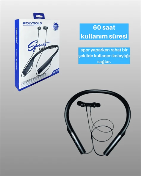 Pgold PG100 Bluetooth 5.0 Boyun Bantlı Kulaklık – 50 Saat Konuşma Süresi, TypeC Şarj - Resim 3
