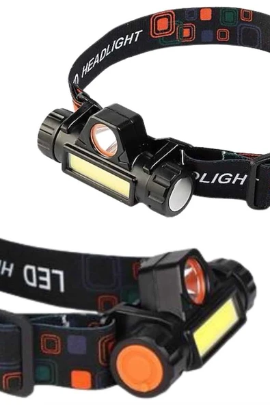 Ledli Şarjlı Kafa Lambası LED Şarjlı Su Geçirmez Kafa Feneri - 3