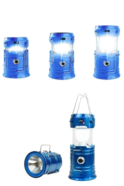 Solar Şarjlı Kamp Lambası Güneş Enerjili Kızaklı Kamp Feneri Çadır Feneri Led Işıldak