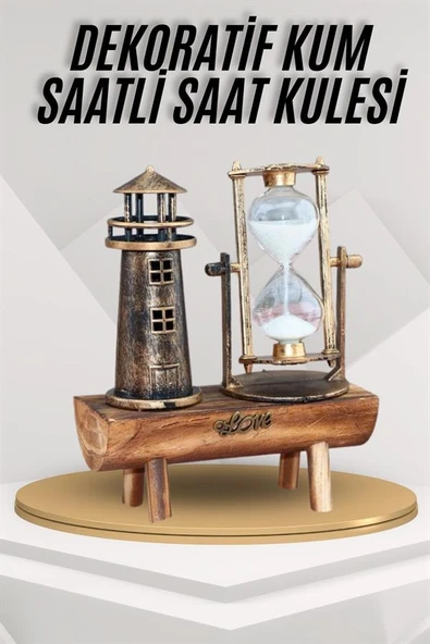 Deniz Feneri Kum Saati Ahşap Görünümlü Vintage Tarz Biblo - 2