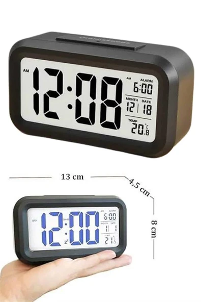 Dijital Masa Saati Termometre Takvim Led Ekran Pilli Ev Ofis Masası - 3