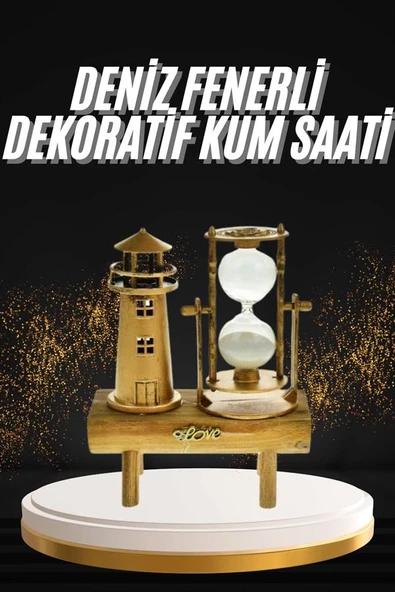 Hediyelik Eşya Retro Deniz Fenerli Kum Saati Ahşap Görünümlü Dekoratif Eşya