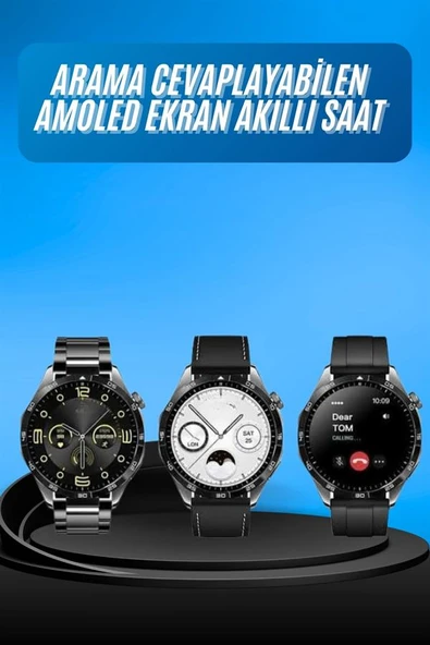 Amoled Ekran 3 Kordonlu Akıllı Saat 5.0 Bluetooth Bağlantılı Android ve İOS Uyumlu - 2