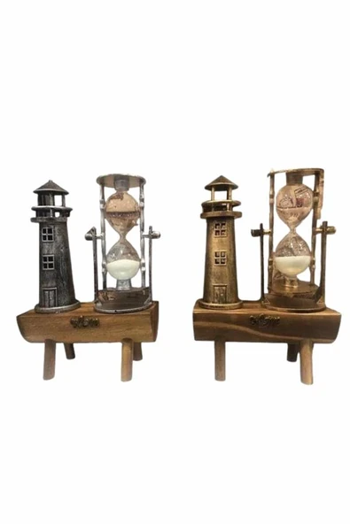 Dekoratif Kum Saati Deniz Feneri Retro Masa Hediyeli Eşya - 3