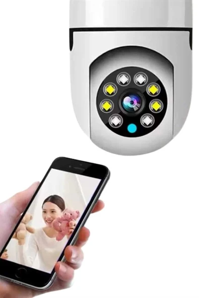 Ev Kamerası Wifi Kamerası Gece Görüşlü Akıllı Ampül Kamera - 3