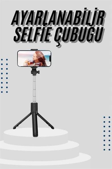 Tripod Selfie Çubuğu Bluetooth Kumandalı Kablosuz Led Işıklı - 2