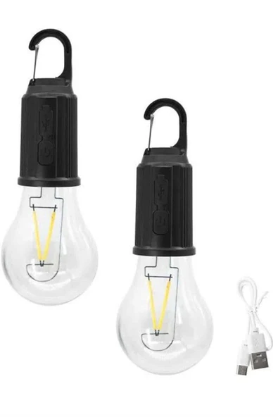 3 Farklı Mod LED'li Şarjlı Asma Kancalı Kamp Lambası Taşınabilir Ampul - Resim 3