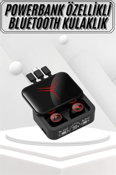 Kablosuz Bluetooth Kulaklık Powerbank Özellikli Göstergeli Hd Mikrofon - Resim 2