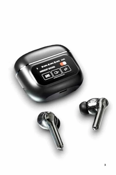 Yeni Nesil ANC Özellikli Çağrı Cevaplayan Dokunmatik Ekranlı Bluetooth Kulaklık Siyah - 3