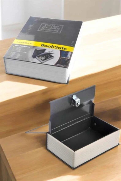 Gizli Kasa İngilizce Sözlüğü Kitap Görünümlü Anahtarlı Gizli Mini Çelik Kasa Kilitli - 3