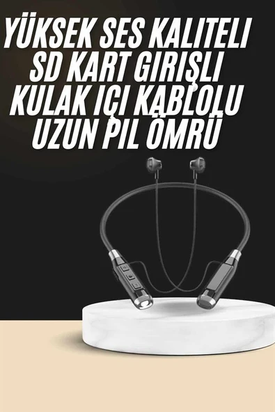 Boyun Bantlı SD Kart Girişli Yüksek Perfomanslı Bluetooth Kulaklık ürün görseli 1