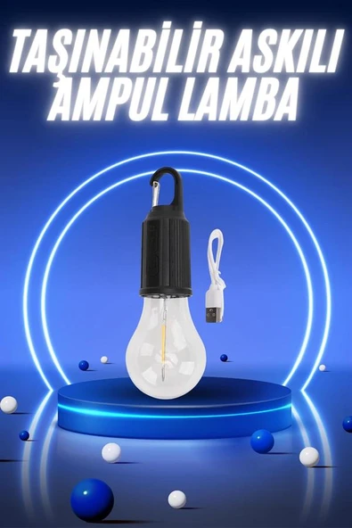Taşınabilir Şarjlı Led Ampul Askılı Lamba Kamp Bahçe Lambası - Resim 2
