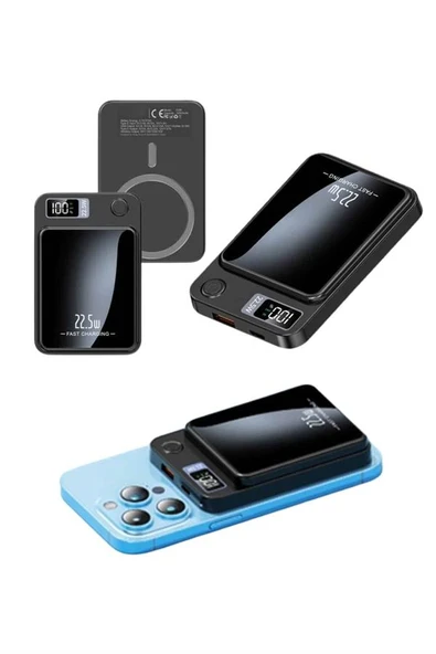 Taşınabilir Şarj Magsafe Powerbank 10.000 mAh Hızlı Şarj Led Göstergeli Kablosuz - 3