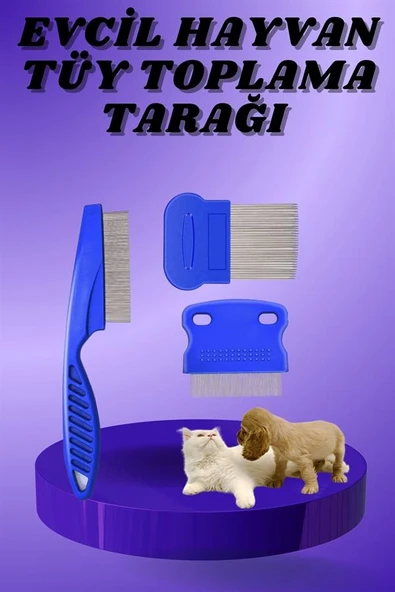 Kedi Köpek Tüy Bit Pire Toplayıcı Toplama Temizleme Tarağı Tarak Seti 4'lü Set - 2