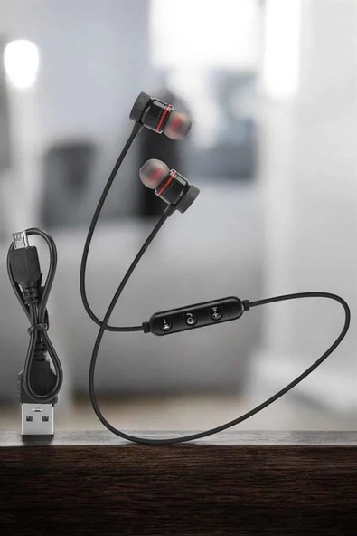 Mikrofonlu Kablosuz Sport Kulak İçi Mıknatıslı Kulaklık - Resim 2