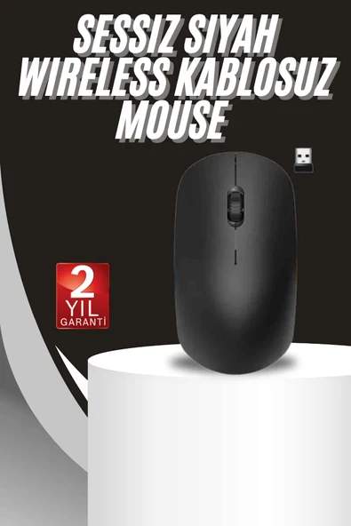 Ergonomik Tasarım Kablosuz Siyah Mouse Hassas Uzun Ömürlü