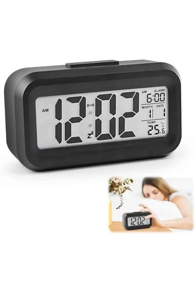 Dijital Işıklı Alarmlı Çalışma Masası Ekran Pilli Çalar Saat - Resim 2