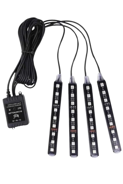 Araç Içi Aydınlatma Kumandalı 12 Led Ayak Altı Led Ambiyans Işığı Sese Duyarlı Kumandalı - 2