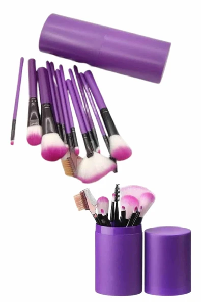 12 Parça Makyaj Fırça Seti Profesyonel Fondöten Allık Far Kontür Fırçası - 2